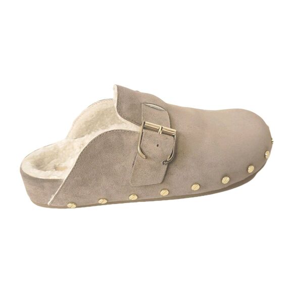 Veronica Beard Fern Suede Shearling Taupe Clog Women Size 8M - Picture 8 of 8